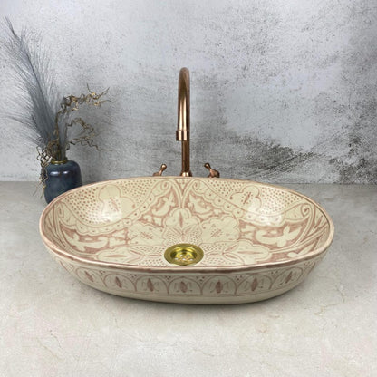 Custom made Oval handmade basin sink - Pink artisan bathroom vessel wash hand sink