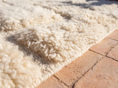 Handgemaakt Marokkaans Tapijt - Berberse handgemaakt wollen tapijt - Ivoor kleur - 152x213 cm